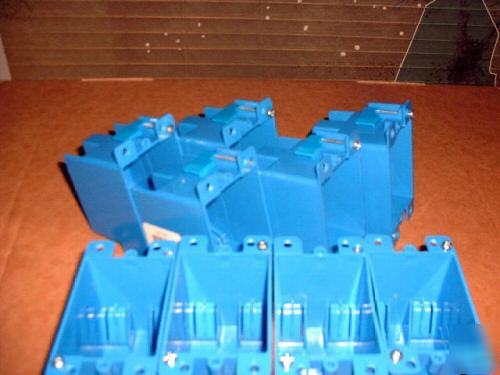 Single gang boxes, 9- plastic, blue carlon, with wings
