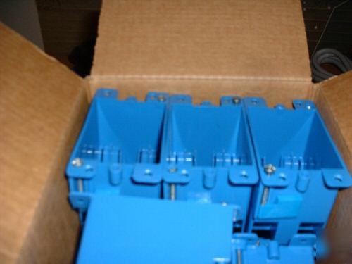 Single gang boxes, 9- plastic, blue carlon, with wings
