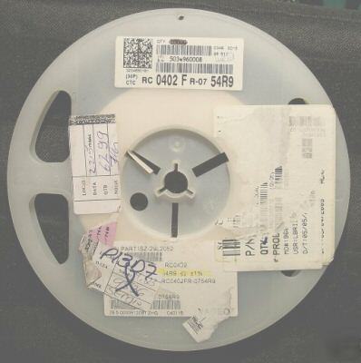 (6299) resistors, 54.9 ohms, 1%, smt, partial reel