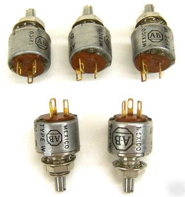 5 nos allen bradley 1/8â€ shaft 25K rev audio taper pots