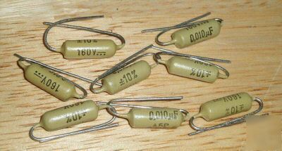 8X nos mullard C296 capacitors 10NF 160V mustard caps