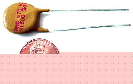 High voltage ceramic disc capacitor ~ 67PF 5,000V 10