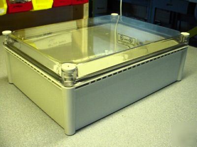Non metallic nema 4X IP67 enclosure 15X11X5 clear cover
