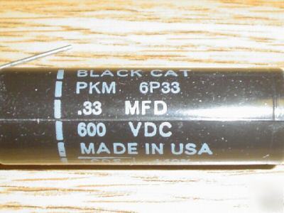 5 cde 600V 0.33UF hi volt axial capacitors black cat