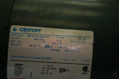 Century electric motor 1/4 hp