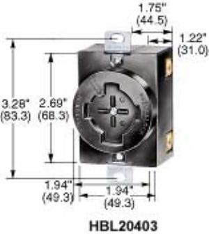 Hubbell HBL20403 hubbellock receptacle