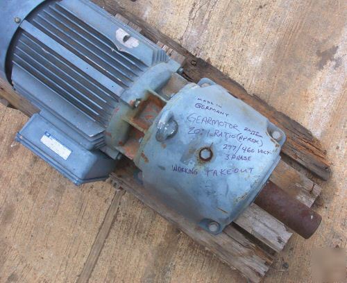 Industrial approx. 15 hp electric gear motor 480 volt