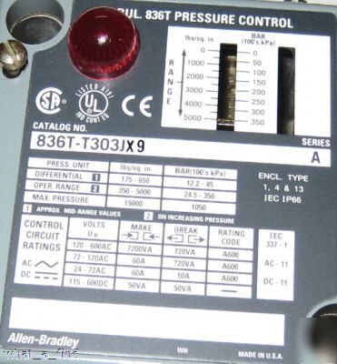 New allen bradley 836T-T303JX9 pressure control switch 