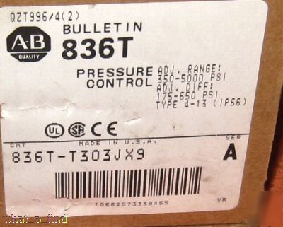 New allen bradley 836T-T303JX9 pressure control switch 