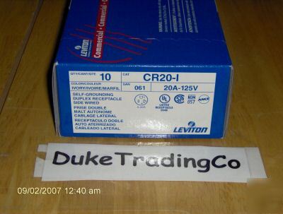 New leviton 125V 20A receptacle ivory plug 10PACK CR20I