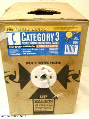 Cmr cat 3 voice cable 4 pr 24 awg gray 2133457H 250'