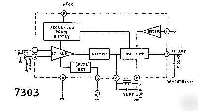 Toshiba TA7303P fm if amp & discriminator 9-pin sip pkg