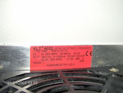 Danfoss drive vlt 6022 model 175Z7366 20 hp 460V 