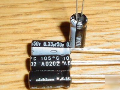 New 200 nichicon 50V .33UF hi-temp radial capacitors 