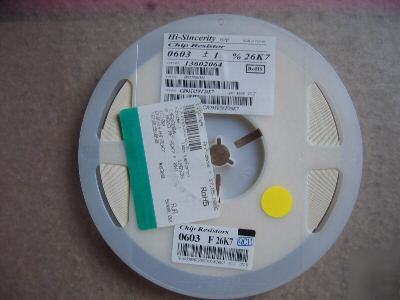 Smd 0603 26.7K ohm resistor 1% qty 5000 pieces msrp $49