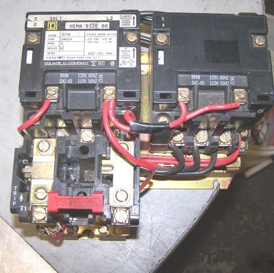 Square d size 00 single phase reversing motor starter-