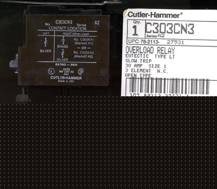 Cutler - hammer overload relay type lt C303CN3