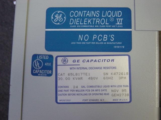 Ge capacitor 30 kvar 480V 65L817TE1 general electric