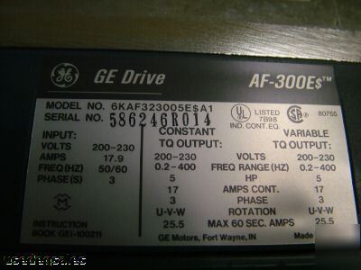 Ge af-300E$ adjustable frequency ac drive 5HP