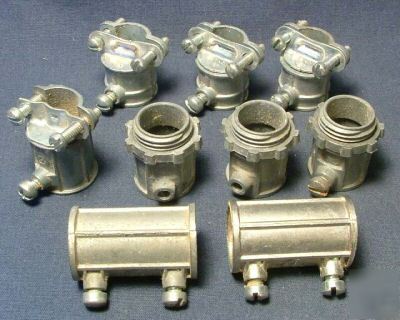 Assorted metal conduit connectors