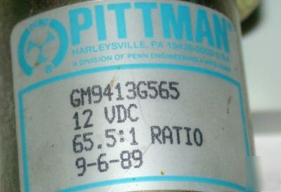 Very nice pittman gearmotor 12 vdc model# GM9413G565