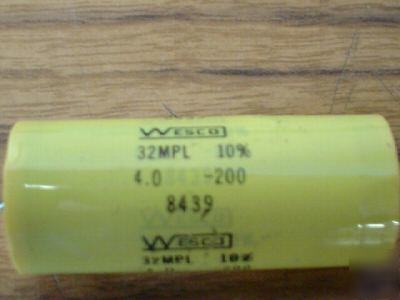 50 wesco 200V 4UF axial mylar capacitor capacitors