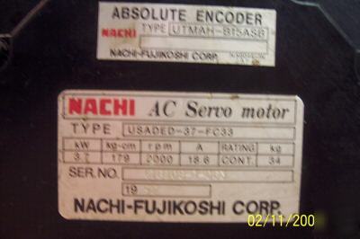 1 nachi ac servo motor w/ absolute encoder