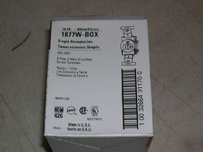 10 eagle 1877W 20A 125V single white receptacles 