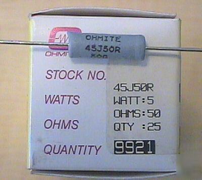 50 ohm 5 watt 5% ohmite 40 series - 10 pieces