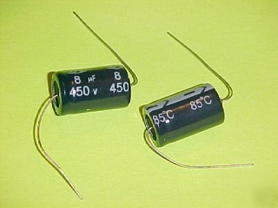 8UF at 450V axial lead electrolytic capacitors : qty=10