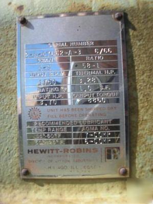 Foote brothers right angle worm 3HP gear box reducer