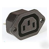 3 pin iec socket chassis mounting connector black mains