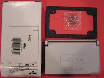 Leviton exterior wallplate, 6196-fs, gray, 