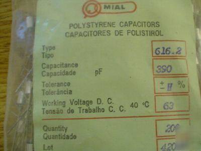 New 200PCS mial 63V 390PF polystyrene capacitors 
