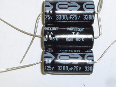 New 50 pcs 25V 3300UF mallory jamicon axial capacitors 