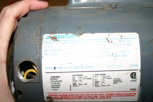 Century electric motor hp 1/4 