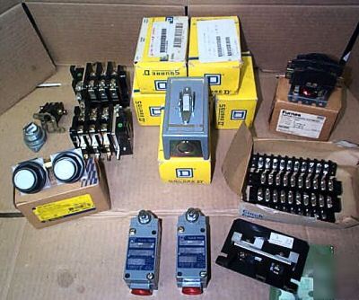 Lot square d manual starters + switches + ge parts 