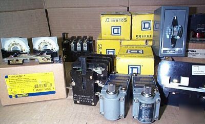 Lot square d manual starters + switches + ge parts 