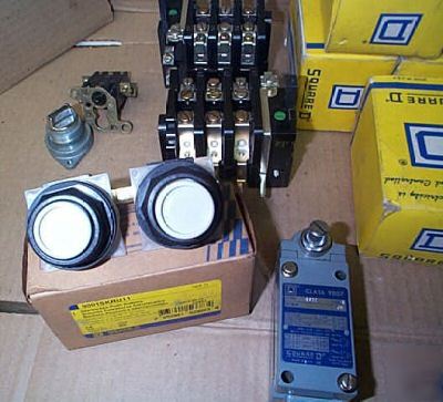 Lot square d manual starters + switches + ge parts 