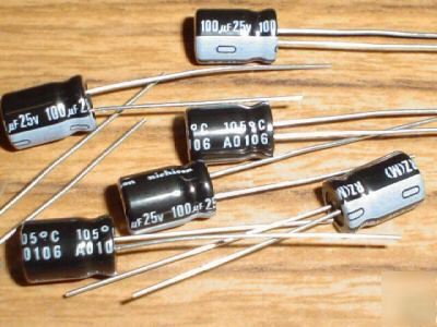 New 50PCS 25V 100UF nichicon hi temp radial capacitors 
