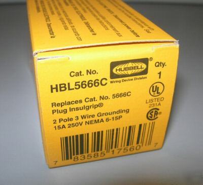 New in box hubbell HBL5666C 2 pole 3 wire 15A 250V 