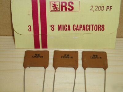 New pack of 3 rs 2,200PF 's' mica vintage capacitors - 