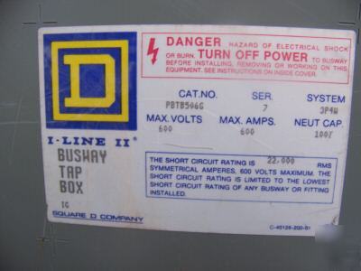 Square d iline PBTB506G tap box can 600AMP 600V iline