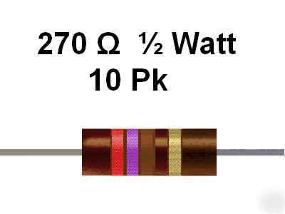 270 ohm 1/2 watt 5% carbon comp resistors (10PCS)