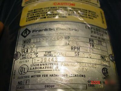 New franklin electric 3/4 hp electric motor - 