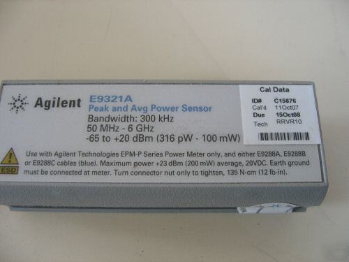 Agilent hp E9321A peak & average power sensor, 6 ghz