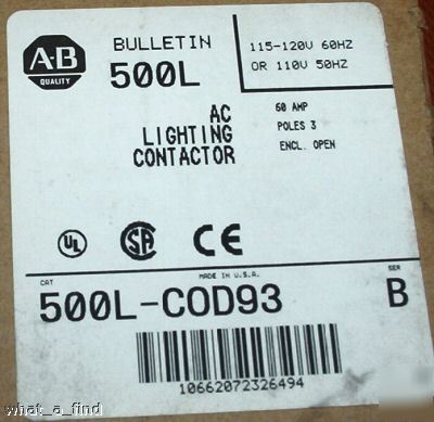 New allen bradley 500L-COD93 contactor 500LCOD93 