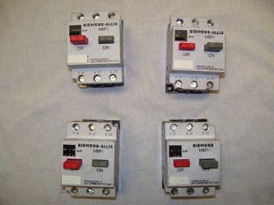Siemens MSP1 manual motor starters w/ adjustble ovrlods