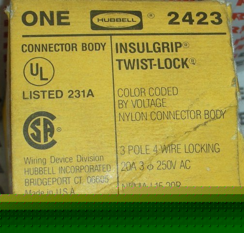 Hubbell 2423 twist lock receptacle 3POLE 250V 20A nos