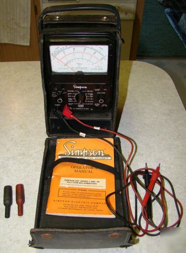 Simpson 260 series 7 multimeter case, manual, leads